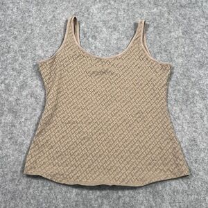 Skims‎ Desert Brown Logo Mesh Sleeveless Stretch Tank Top Women's Size Small